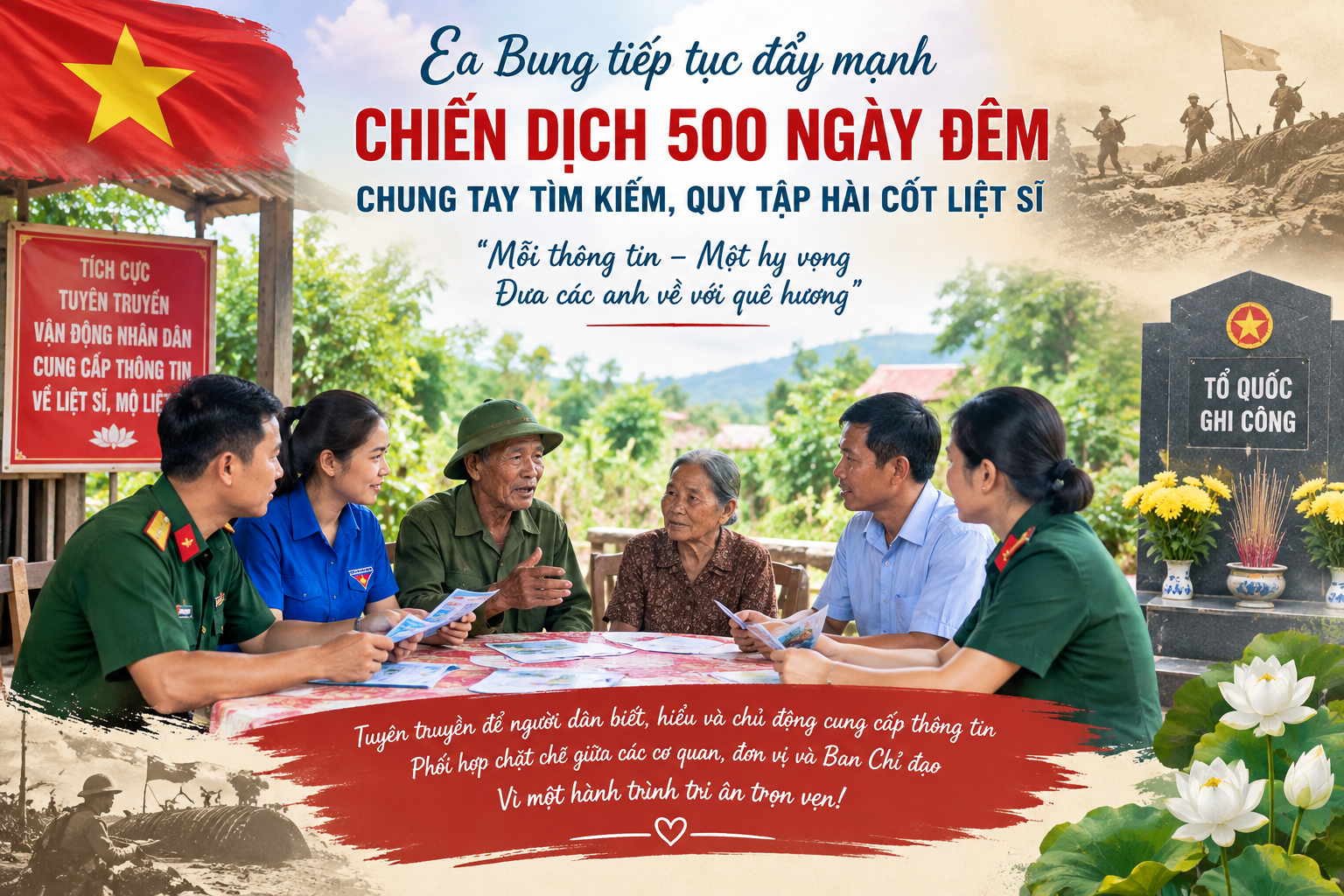 Ea Bung tiếp tục đẩy mạnh Chiến dịch 500 ngày đêm: Chung tay tìm kiếm, quy tập hài cốt liệt sĩ