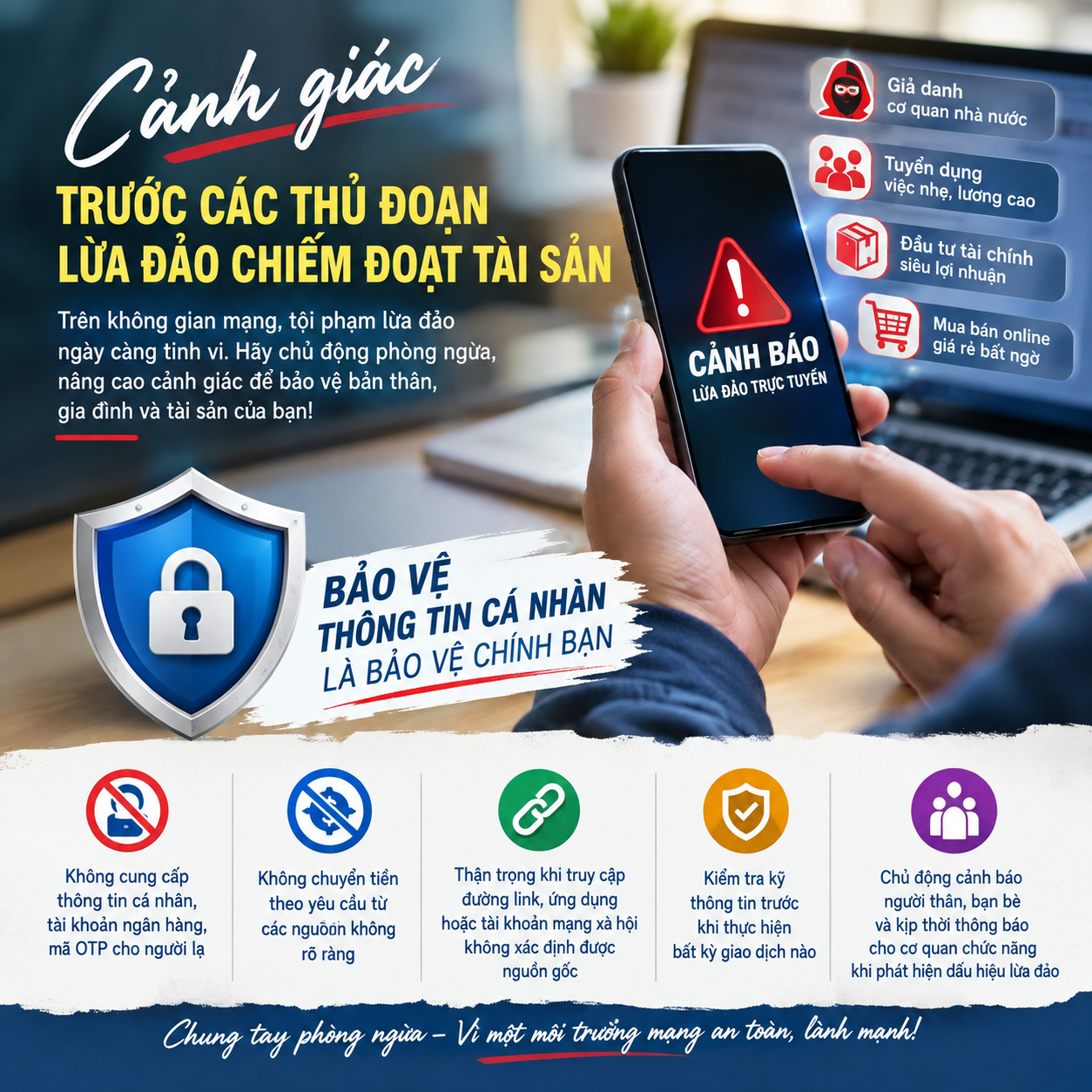 Chủ động phòng ngừa, nâng cao cảnh giác trước các thủ đoạn lừa đảo chiếm đoạt tài sản