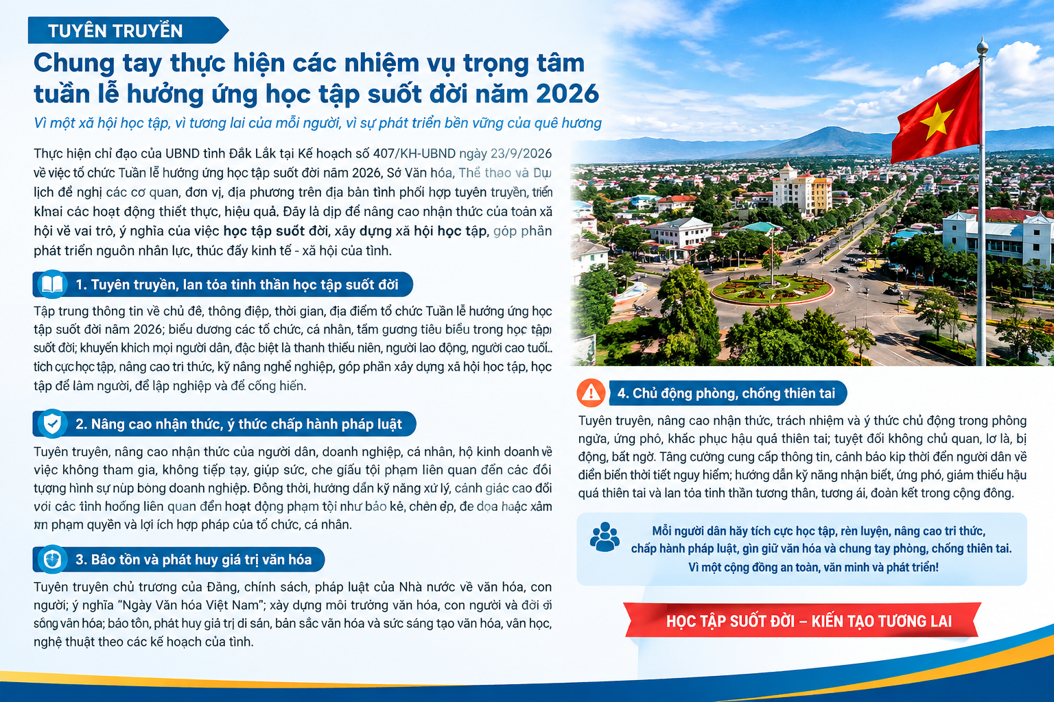CHUNG TAY THỰC HIỆN CÁC NHIỆM VỤ TRỌNG TÂM, LAN TỎA TINH THẦN HỌC TẬP SUỐT ĐỜI NĂM 2026