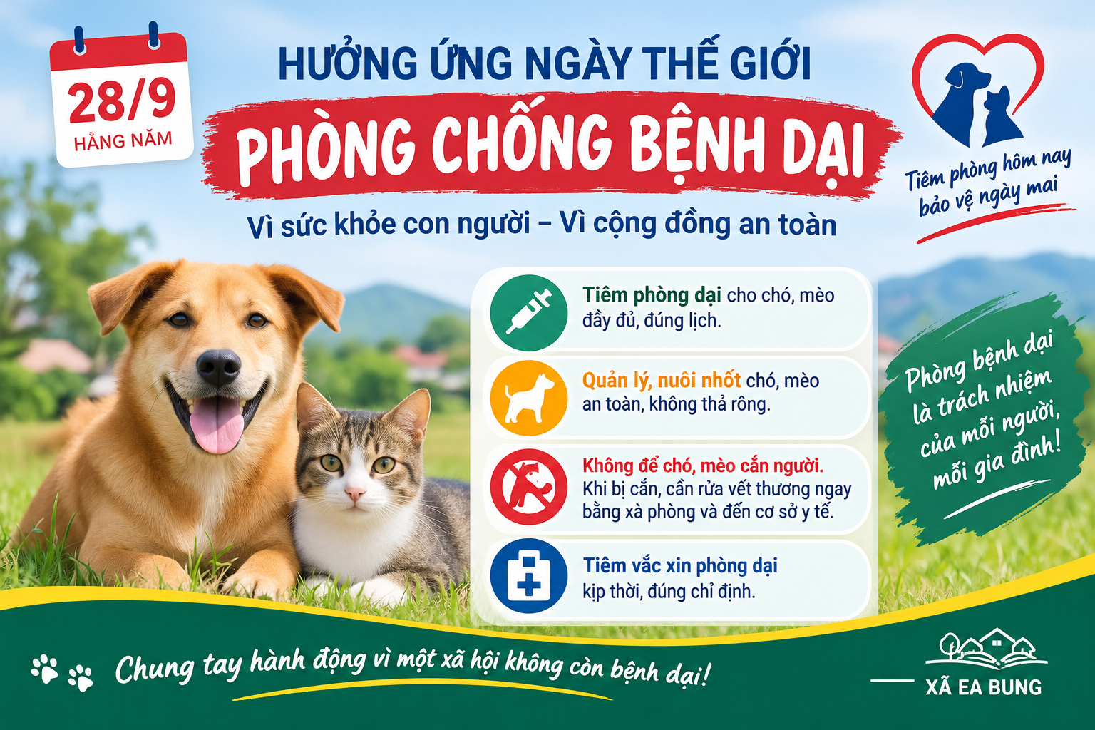 Ea Bung hưởng ứng Ngày Thế giới phòng, chống bệnh dại 28/9