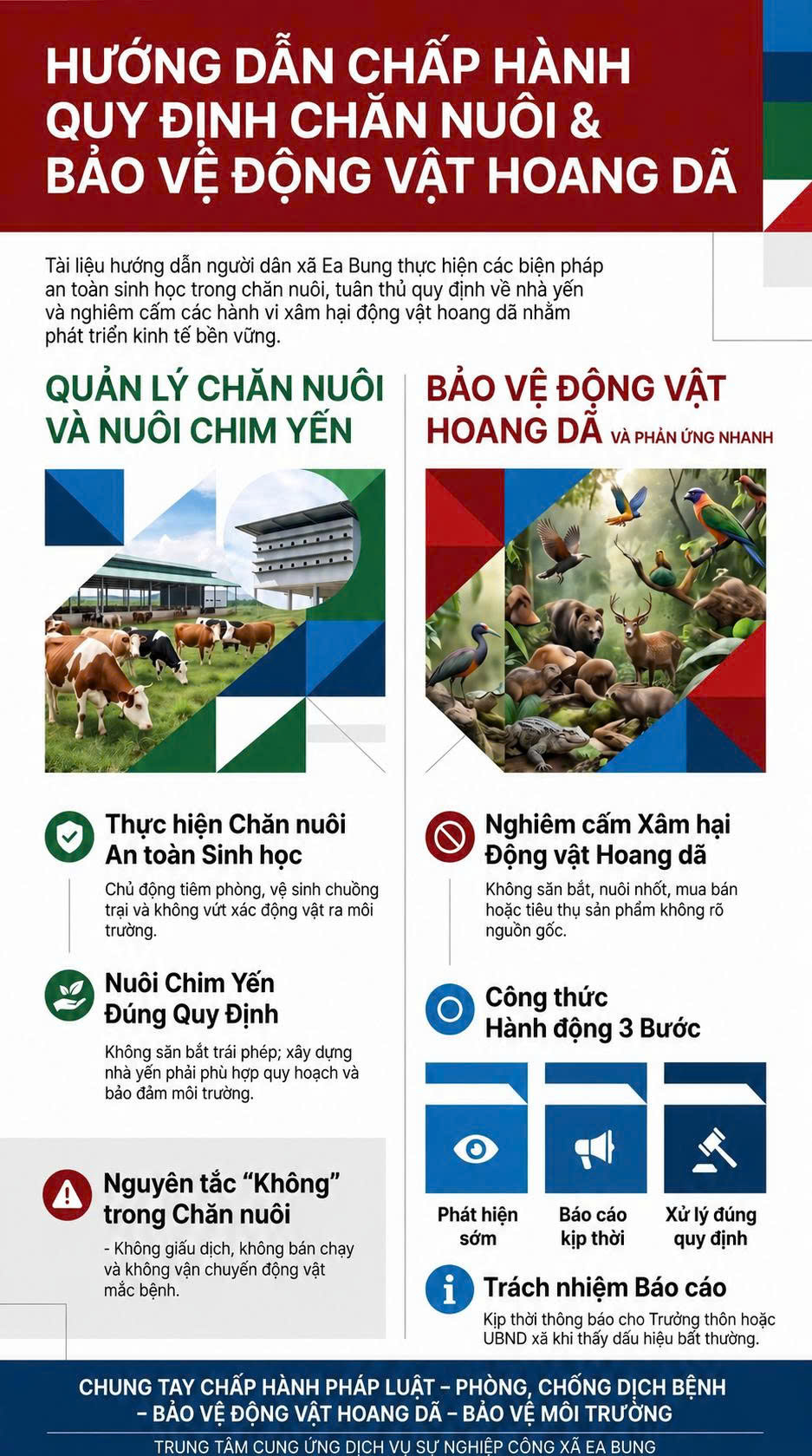chấp hành quy định pháp luật trong hoạt động chăn nuôi, nuôi chim yến, phòng, chống dịch bệnh động vật và bảo vệ động vật hoang dã