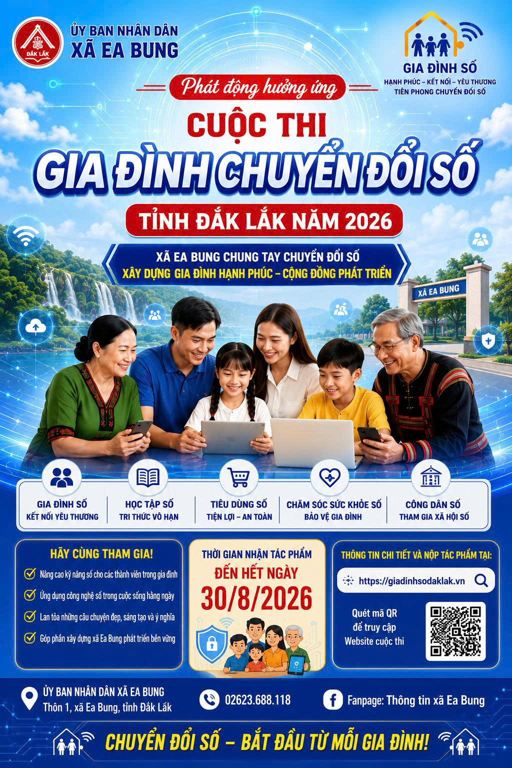 UBND xã Ea Bung phát động hưởng ứng Cuộc thi "Gia đình chuyển đổi số" tỉnh Đắk Lắk năm 2026
