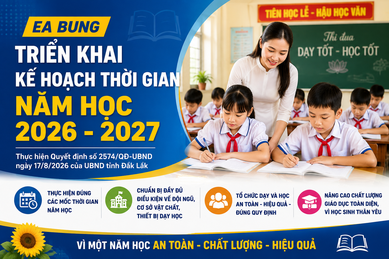 xã Ea Bung triển khai khung kế hoạch thời gian năm học 2026 - 2027